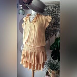 CURRENT AIR pleated‎ mini marigold tiered dress yellow Women’s SIZE MEDIUM new